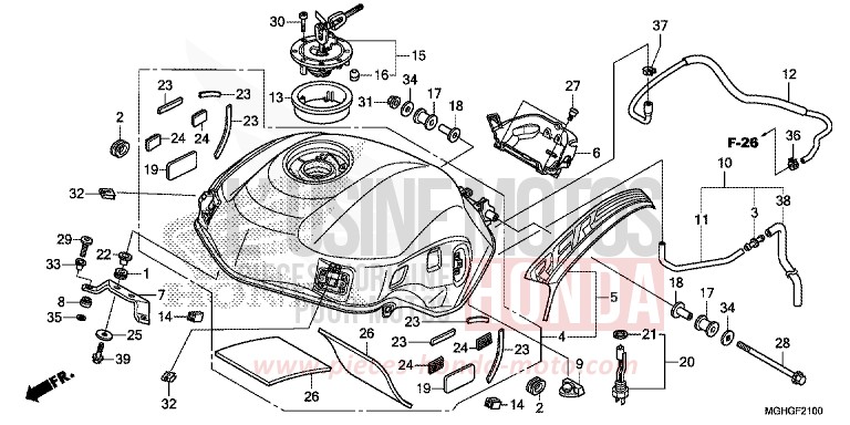 RESERVOIR A CARBURANT de VFR1200X "Crosstourer" Méca PEARL COSMIC BLACK (NHA64) 2016